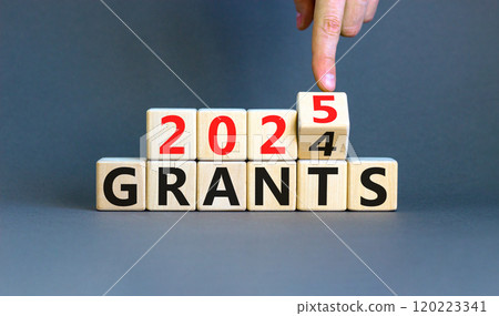 Planning 2025 grants new year symbol. Concept words 2024 Grants to 2025 Grants on beautiful wooden blocks. Beautiful grey table grey background. Business 2025 grants new year concept. Copy space. Planning 2025 grants new year symbol. Concept words 2024 Grants to 2025 Grants on beautiful wooden blocks. Beautiful grey table grey background. Business 2025 grants new year concept. Copy space. 120223341