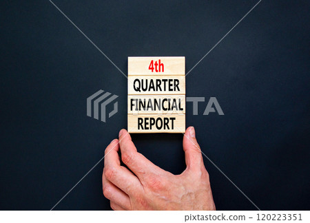4th quarter financial report symbol. Concept words 4th quarter financial report on beautiful wooden blocks. Beautiful black background. Business 4th quarter financial report concept. Copy space. 4th quarter financial report symbol. Concept words 4th quarter financial report on beautiful wooden blocks. Beautiful black background. Business 4th quarter financial report concept. Copy space. 120223351