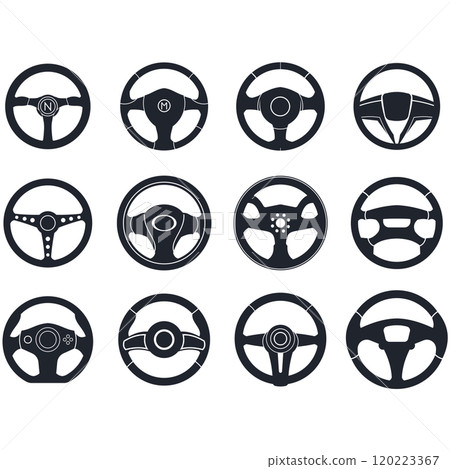 Steering wheel logo vector illustrations Steering wheel logo vector illustrations 120223367
