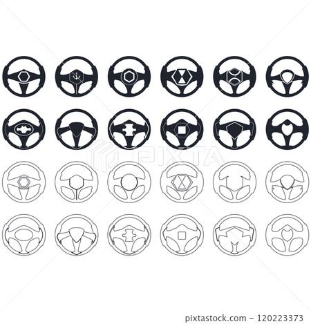 Steering wheel logo vector illustrations 120223373