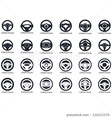 Steering wheel logo vector illustrations 120223379