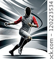 Dynamic Fencing Action Captured in a Modern Graphic Style with Striking Motion Lines 120223534