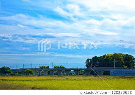 芳賀/宇都宮輕軌燈光線和田園風光 芳賀/宇都宮輕軌燈光線和田園風光 120223638