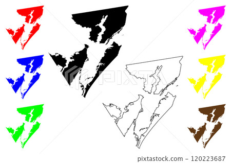 Aransas County, Texas (Counties in Texas, United States of America,USA, U.S., US) map vector illustration, scribble sketch Aransas map 120223687