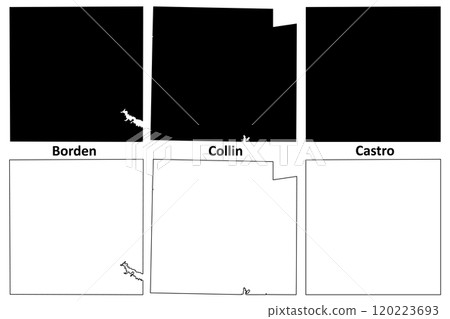 Borden, Castro and Collin County, Texas (Counties in Texas, United States of America,USA, U.S., US) map vector illustration, scribble sketch map Borden, Castro and Collin County, Texas (Counties in Texas, United States of America,USA, U.S., US) map vector illustration, scribble sketch map 120223693