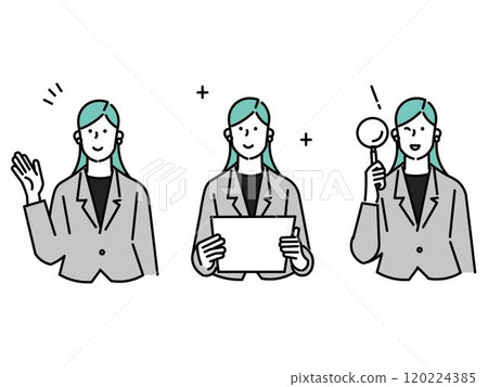 Business person-female avatar set-icon set simple vector material 120224385