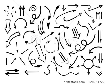 Hand drawn vector doodle arrows set Hand drawn vector doodle arrows set 120224722