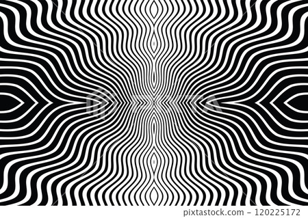 Abstract Symmetrical Wavy Lines Pattern. Black and White Texture. 120225172