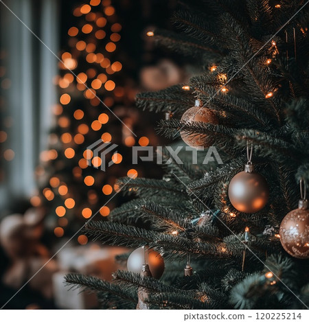 Decorated Christmas tree on blurred background, defocused lights wallpaper Decorated Christmas tree on blurred background, defocused lights wallpaper 120225214