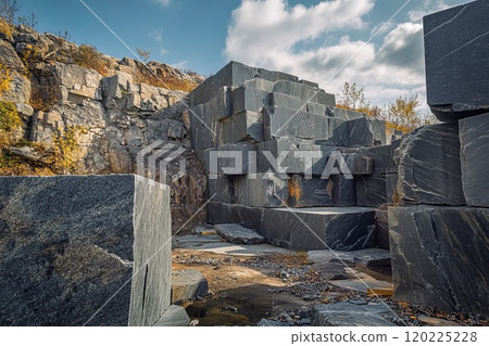 granite quarry with a lake. Stone extraction in the canyon. granite quarry with a lake. Stone extraction in the canyon. 120225228