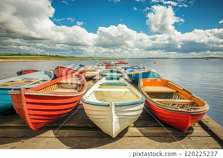 many boats on the pier on a sunny day 120225237