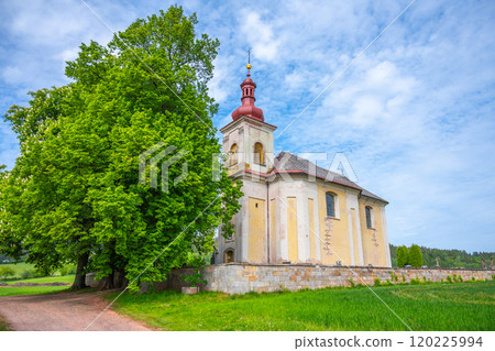 The Church of Saint John the Baptist in Vidonice boasts striking architecture amid lush greenery, inviting visitors to discover its historical significance. The Church of Saint John the Baptist in Vidonice boasts striking architecture amid lush greenery, inviting visitors to discover its historical significance. 120225994