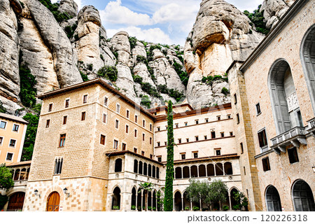 Beautiful views of the Monastery of Santa Maria de Montserrat, abbey located on the Montserrat mountain, in Bages, province of Barcelona, Spain Beautiful views of the Monastery of Santa Maria de Montserrat, abbey located on the Montserrat mountain, in Bages, province of Barcelona, Spain 120226318