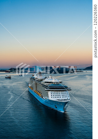 Cruise ship arriving at Nagasaki Port (Spectrum of the Seas) from Megami Ohashi Bridge [Nagasaki City] 120226360