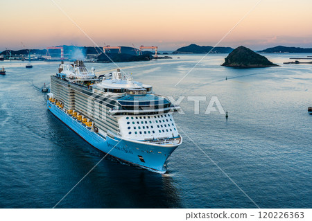 Cruise ship arriving at Nagasaki Port (Spectrum of the Seas) from Megami Ohashi Bridge [Nagasaki City] 120226363