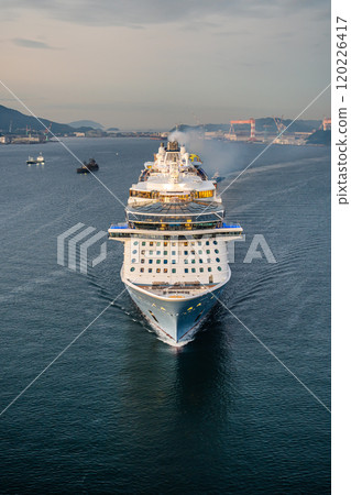 Cruise ship arriving at Nagasaki Port (Spectrum of the Seas) from Megami Ohashi Bridge [Nagasaki City] 120226417
