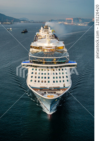 Cruise ship arriving at Nagasaki Port (Spectrum of the Seas) from Megami Ohashi Bridge [Nagasaki City] 120226420