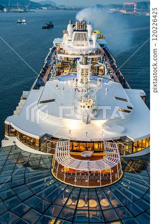 Cruise ship arriving at Nagasaki Port (Spectrum of the Seas) from Megami Ohashi Bridge [Nagasaki City] 120226425