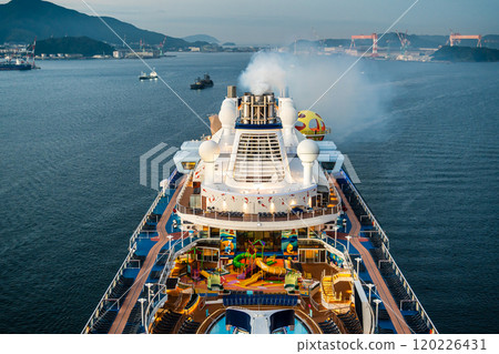 Cruise ship arriving at Nagasaki Port (Spectrum of the Seas) from Megami Ohashi Bridge [Nagasaki City] 120226431