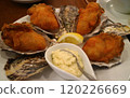 Gorgeous fried oysters with shells 120226669