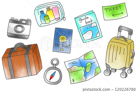 Relaxed and simple travel set, analog style Relaxed and simple travel set, analog style 120226780