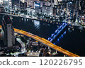 Eitai Bridge over Sumida River and night view of Sumida River 120226795