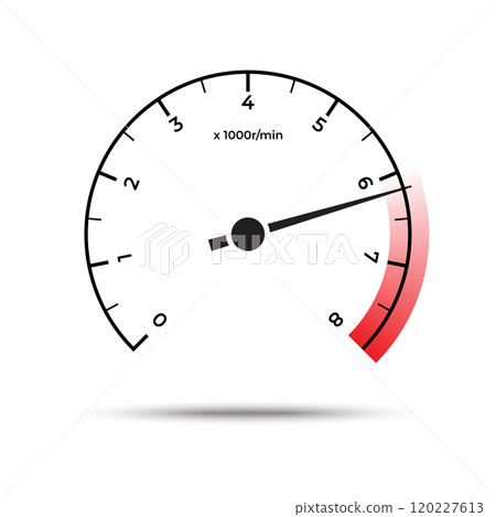 RPM gauge icon. tachometer sign isolated. Vector illustration 120227613
