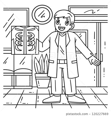 Doctor with X-Ray Film Coloring Page for Kids 120227669