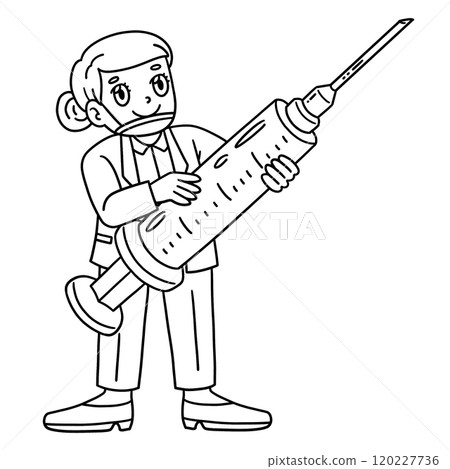 Female Doctor with a Giant Syringe Isolated Female Doctor with a Giant Syringe Isolated 120227736