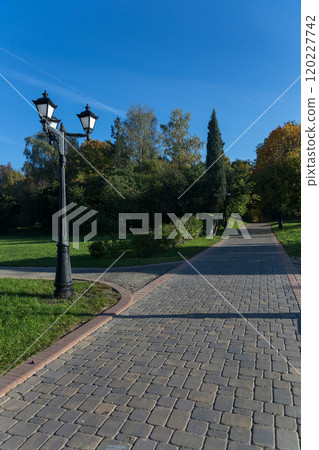 Walkway in the park in the summer Walkway in the park in the summer 120227742