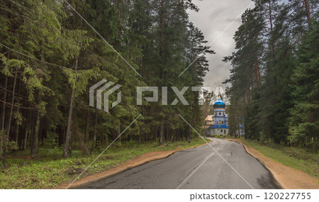 Walkway in the park in the summer 120227755