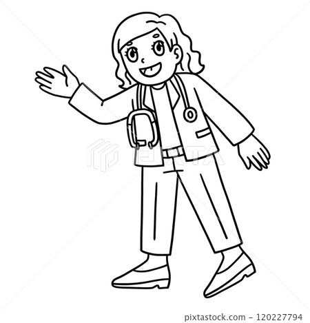 Female Doctor Isolated Coloring Page for kids Female Doctor Isolated Coloring Page for kids 120227794