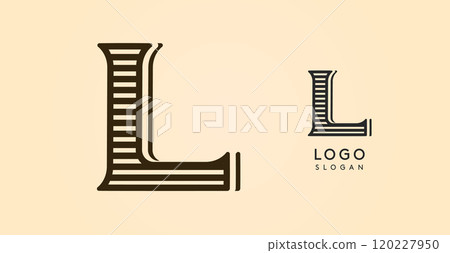 Vintage western letter L, country stylish old lettermark for retro bar logo, BBQ cafe, tattoo salon, saloon plaque, alcohol label. Vector illustration 120227950