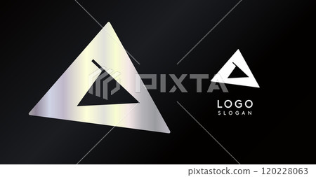 Geometric triangular O letter, abstract dynamic logo, modern holographic gradient monogram for gaming, technology, urban art, innovation, streetwear brand, sci-fi cybersport. Vector illustration 120228063