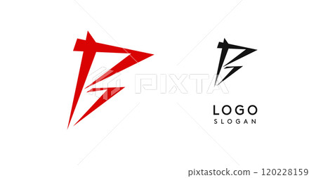 Simple brush pen letter B in Asian typographic style. Logo monogram for food and beverage packaging, Asian cuisine, restaurants, graphic design studios, and branding agencies. Vector illustration. 120228159