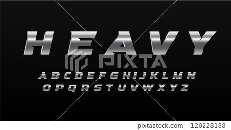 Chrome metallic alphabet, italic bold 3D letters, automotive font for industrial branding, automotive logo, powerful machinery headline, impactful title. Polished metal typography. Vector typeset Chrome metallic alphabet, italic bold 3D letters, automotive font for industrial branding, automotive logo, powerful machinery headline, impactful title. Polished metal typography. Vector typeset 120228188