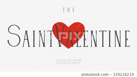 Graceful serif letters, elegant tender style, refined sophisticated font for luxurious wedding design, delicate feminine typography, minimalistic romantic greeting. Vector typeset. 120228219