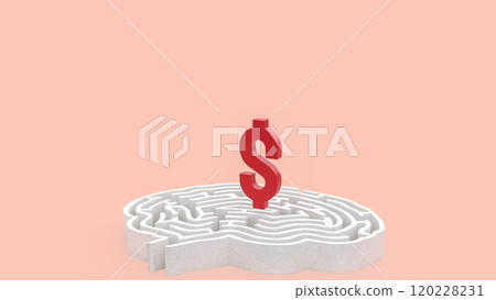 The dollar symbol on brain maze for Business concept 3d rendering. The dollar symbol on brain maze for Business concept 3d rendering. 120228231
