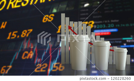 The Coffee cup and chart for food and Health concept 3d rendering. 120228260