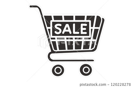 Shopping cart icon - simple design with sale sign (white background) 120228278