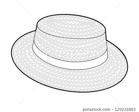 Boater Hat Canotier. Bolero Skimmer Head Straw Fashion accessory cap clothing technical illustration. Vector headgear Boater Hat Canotier. Bolero Skimmer Head Straw Fashion accessory cap clothing technical illustration. Vector headgear 120228803