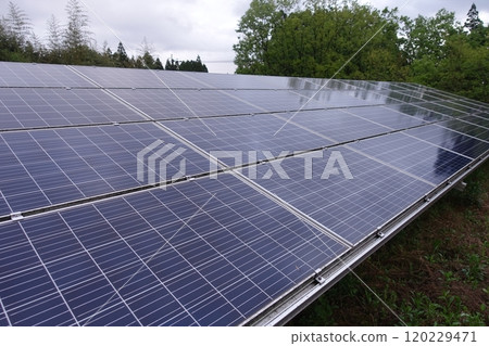 Solar panels wet with rain Solar power plant in the rain Solar panels wet with rain Solar power plant in the rain 120229471