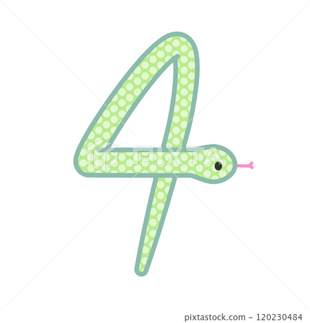 滑稽又可愛的綠蛇,成為了數字 4 滑稽又可愛的綠蛇,成為了數字 4 120230484