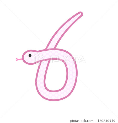A comical and cute pink snake that forms the number 6 A comical and cute pink snake that forms the number 6 120230519