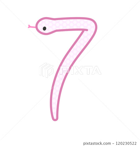 滑稽可愛的粉紅蛇成為數字 7 120230522