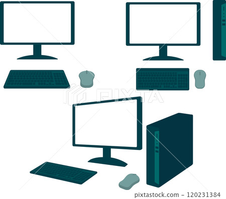 桌上型計算機和周邊設備的插圖集 120231384