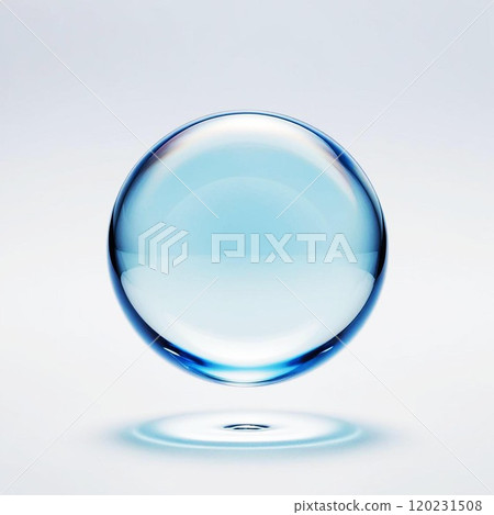A pristine blue bubble floating gracefully against a soft, blurred background. A pristine blue bubble floating gracefully against a soft, blurred background. 120231508