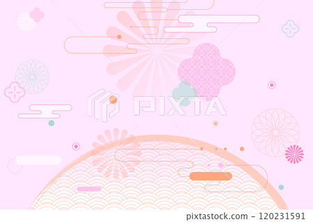 Chinese Japanese New Year vector background illustration horizontal 120231591