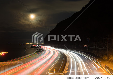 Light trails of cars on the Betsudai National Highway (Beppu City, Oita Prefecture) Light trails of cars on the Betsudai National Highway (Beppu City, Oita Prefecture) 120232250
