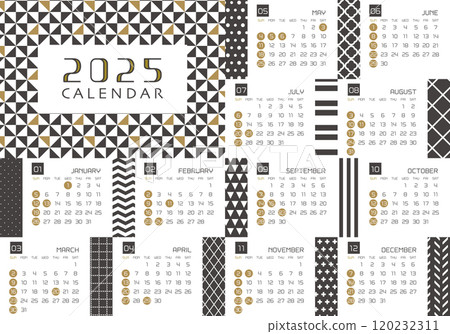 2025年時尚日曆與幾何圖案 2025年時尚日曆與幾何圖案 120232311